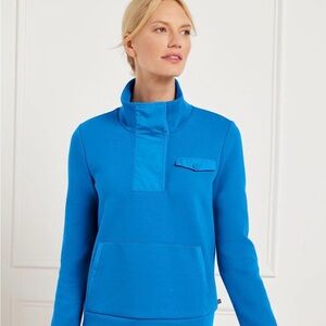 T by Talbots Womens Performance Button Up Pullover M Sporty PreppyMom Athleisure